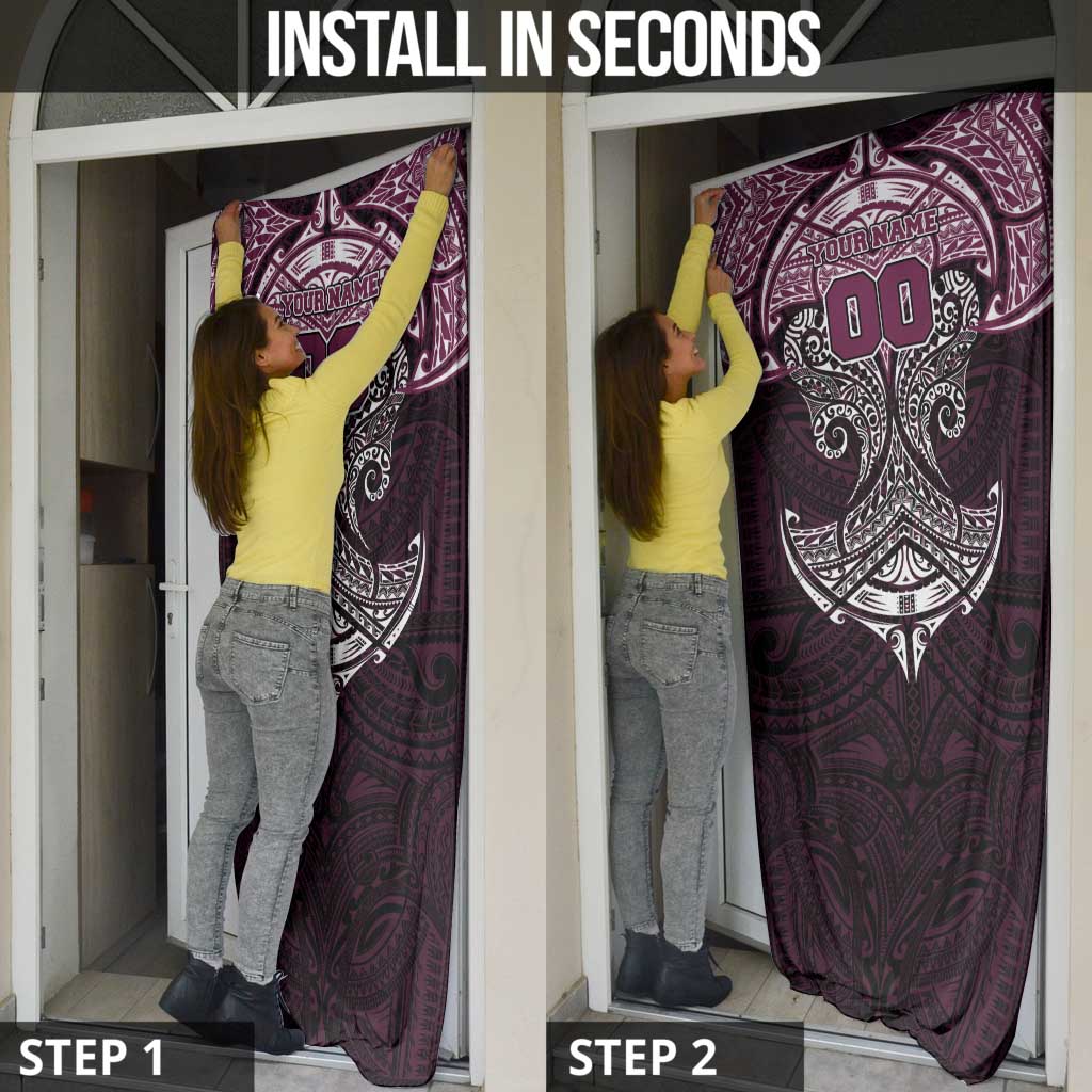 Personalized Manly Warringah Sea Eagles Door Cover Polynesian Tribal Pattern Style