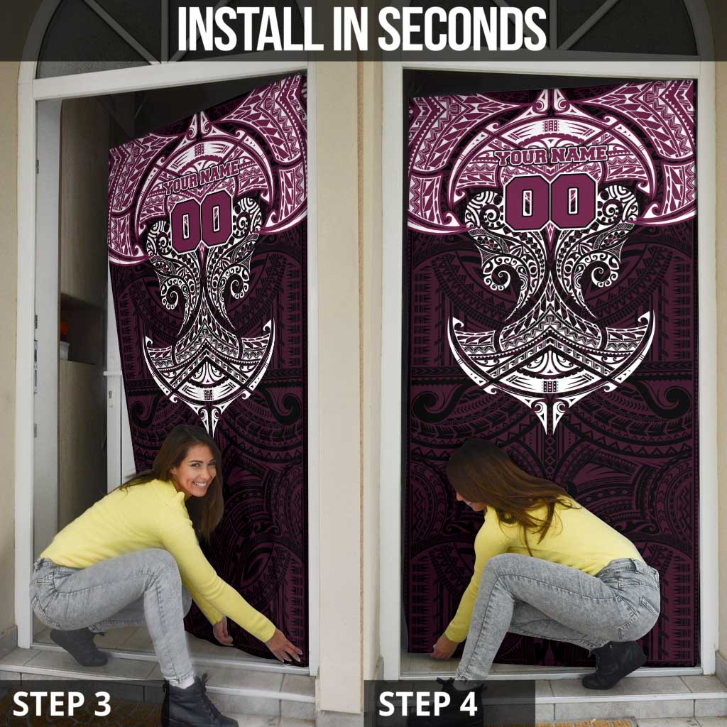 Personalized Manly Warringah Sea Eagles Door Cover Polynesian Tribal Pattern Style