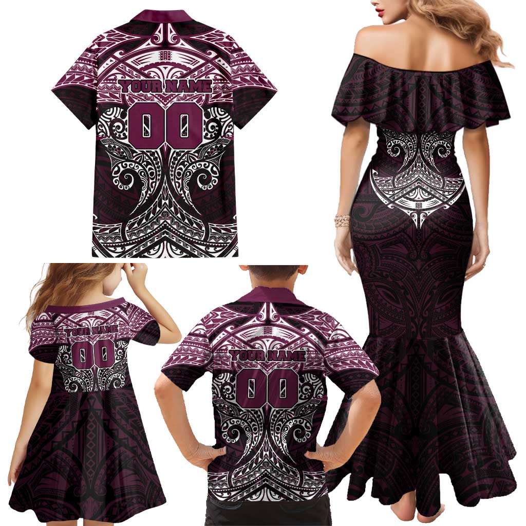 Personalized Manly Warringah Sea Eagles Family Matching Mermaid Dress and Hawaiian Shirt Polynesian Tribal Pattern Style