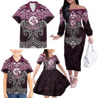 Personalized Manly Warringah Sea Eagles Family Matching Off The Shoulder Long Sleeve Dress and Hawaiian Shirt Polynesian Tribal Pattern Style