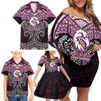 Personalized Manly Warringah Sea Eagles Family Matching Off Shoulder Short Dress and Hawaiian Shirt Polynesian Tribal Pattern Style