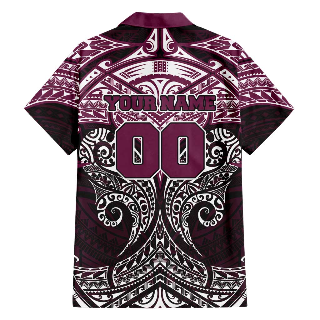 Personalized Manly Warringah Sea Eagles Family Matching Off Shoulder Short Dress and Hawaiian Shirt Polynesian Tribal Pattern Style