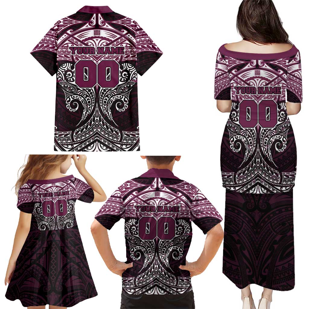 Personalized Manly Warringah Sea Eagles Family Matching Puletasi and Hawaiian Shirt Polynesian Tribal Pattern Style