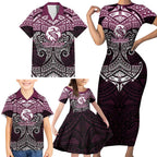 Personalized Manly Warringah Sea Eagles Family Matching Short Sleeve Bodycon Dress and Hawaiian Shirt Polynesian Tribal Pattern Style