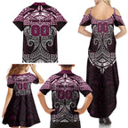 Personalized Manly Warringah Sea Eagles Family Matching Summer Maxi Dress and Hawaiian Shirt Polynesian Tribal Pattern Style