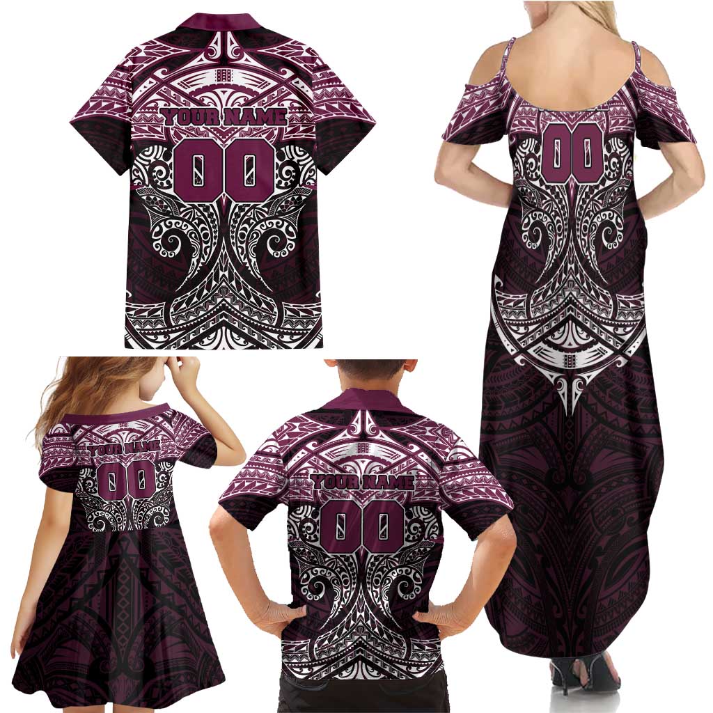 Personalized Manly Warringah Sea Eagles Family Matching Summer Maxi Dress and Hawaiian Shirt Polynesian Tribal Pattern Style