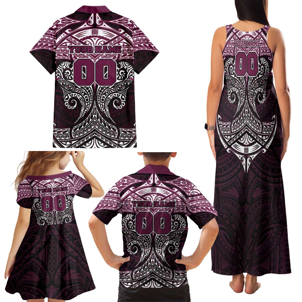 Personalized Manly Warringah Sea Eagles Family Matching Tank Maxi Dress and Hawaiian Shirt Polynesian Tribal Pattern Style