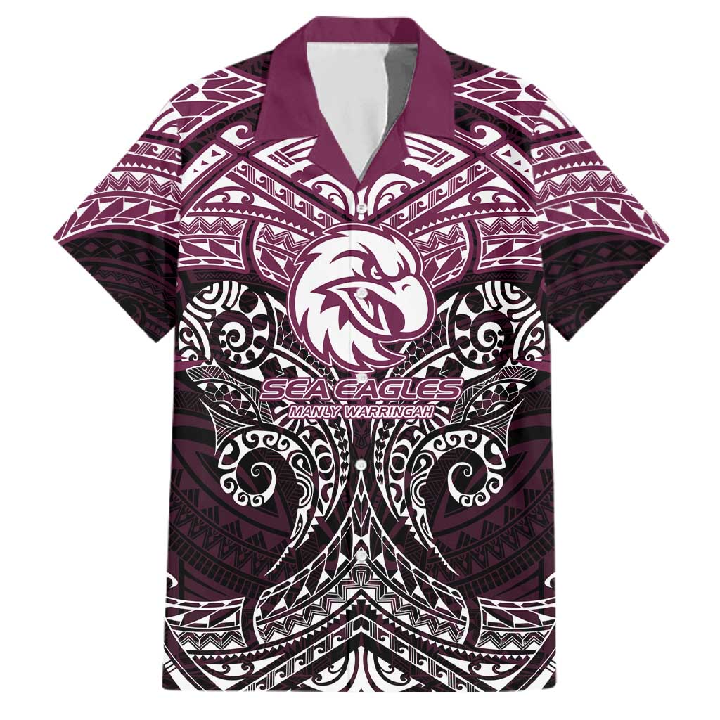 Personalized Manly Warringah Sea Eagles Family Matching Tank Maxi Dress and Hawaiian Shirt Polynesian Tribal Pattern Style