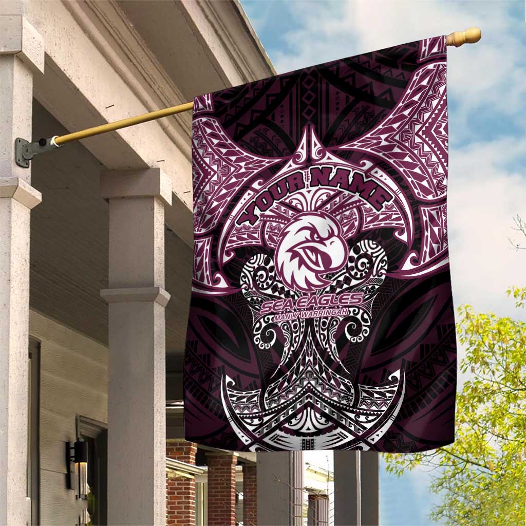 Personalized Manly Warringah Sea Eagles Garden Flag Polynesian Tribal Pattern Style