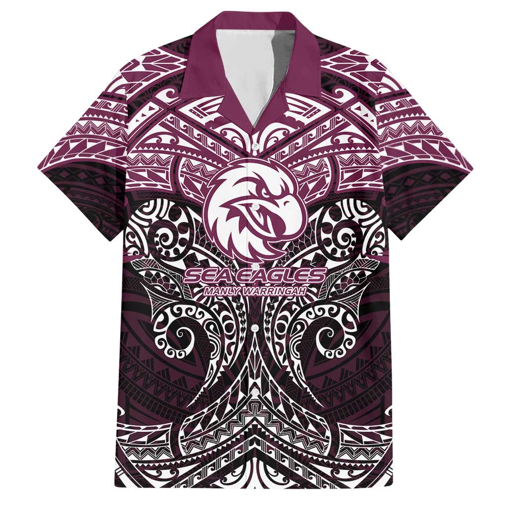 Personalized Manly Warringah Sea Eagles Hawaiian Shirt Polynesian Tribal Pattern Style