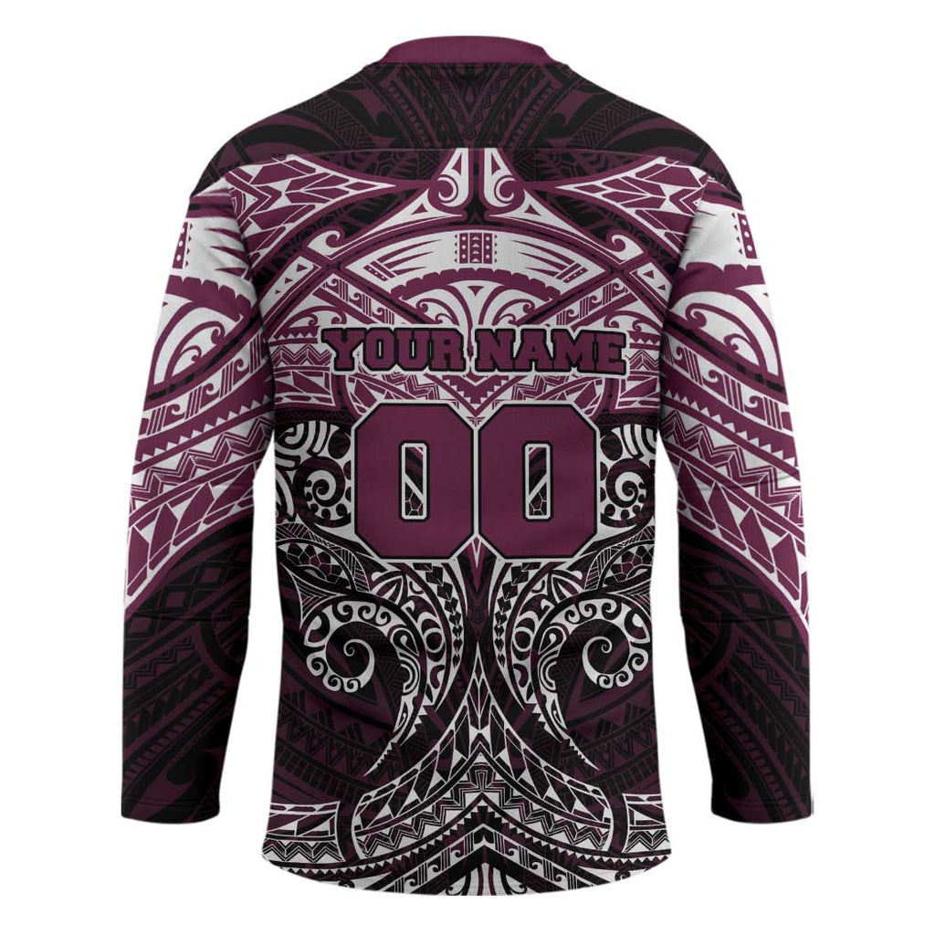 Personalized Manly Warringah Sea Eagles Hockey Jersey Polynesian Tribal Pattern Style