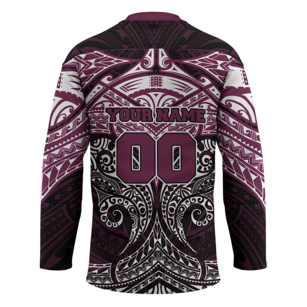 Personalized Manly Warringah Sea Eagles Hockey Jersey Polynesian Tribal Pattern Style