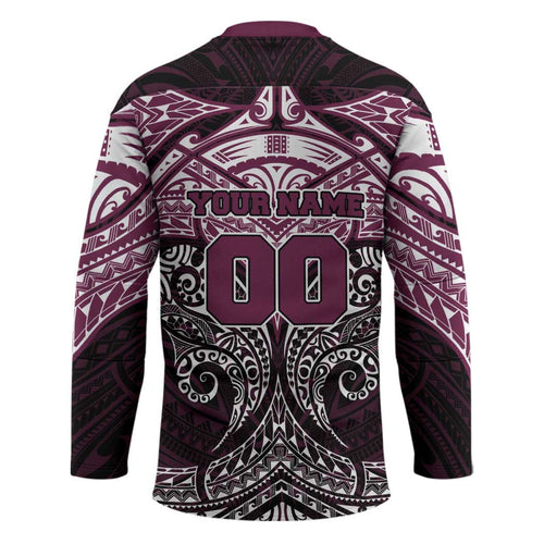 Personalized Manly Warringah Sea Eagles Hockey Jersey Polynesian Tribal Pattern Style