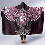 Personalized Manly Warringah Sea Eagles Hooded Blanket Polynesian Tribal Pattern Style