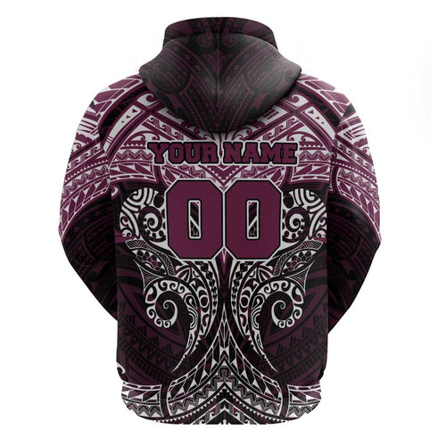 Personalized Manly Warringah Sea Eagles Hoodie Polynesian Tribal Pattern Style