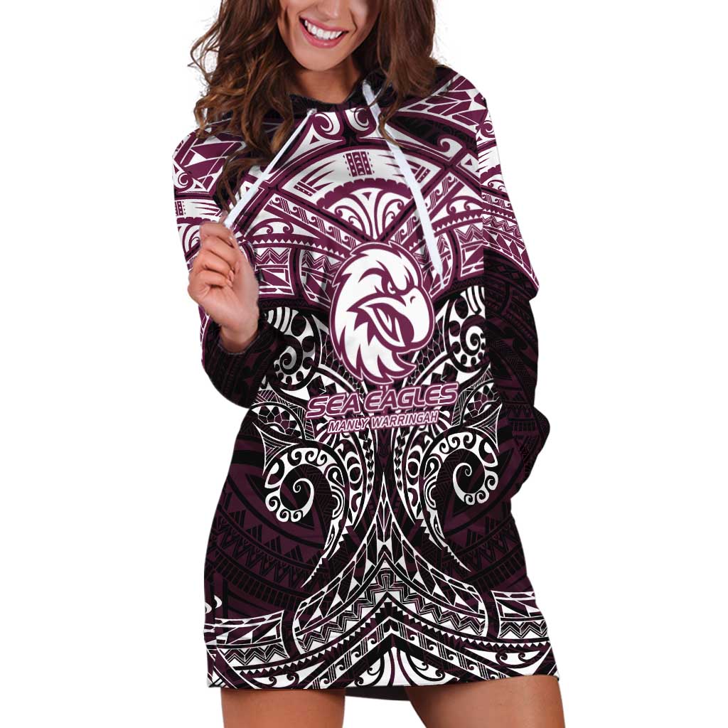 Personalized Manly Warringah Sea Eagles Hoodie Dress Polynesian Tribal Pattern Style