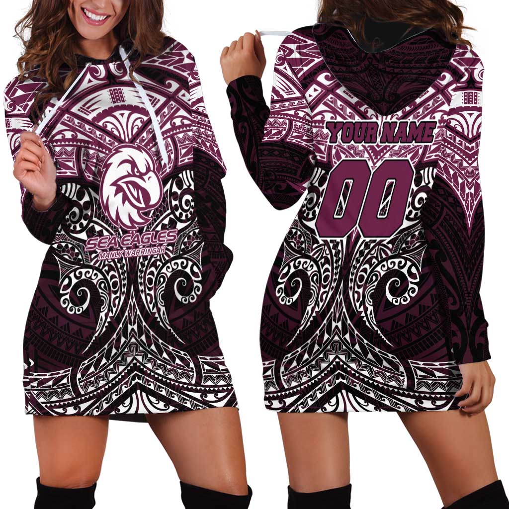 Personalized Manly Warringah Sea Eagles Hoodie Dress Polynesian Tribal Pattern Style