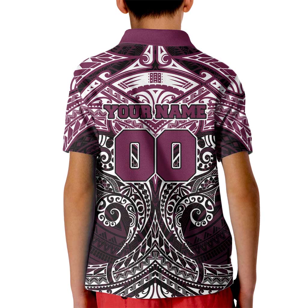 Personalized Manly Warringah Sea Eagles Kid Polo Shirt Polynesian Tribal Pattern Style