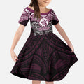 Personalized Manly Warringah Sea Eagles Kid Short Sleeve Dress Polynesian Tribal Pattern Style