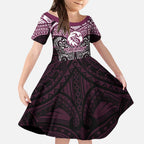 Personalized Manly Warringah Sea Eagles Kid Short Sleeve Dress Polynesian Tribal Pattern Style