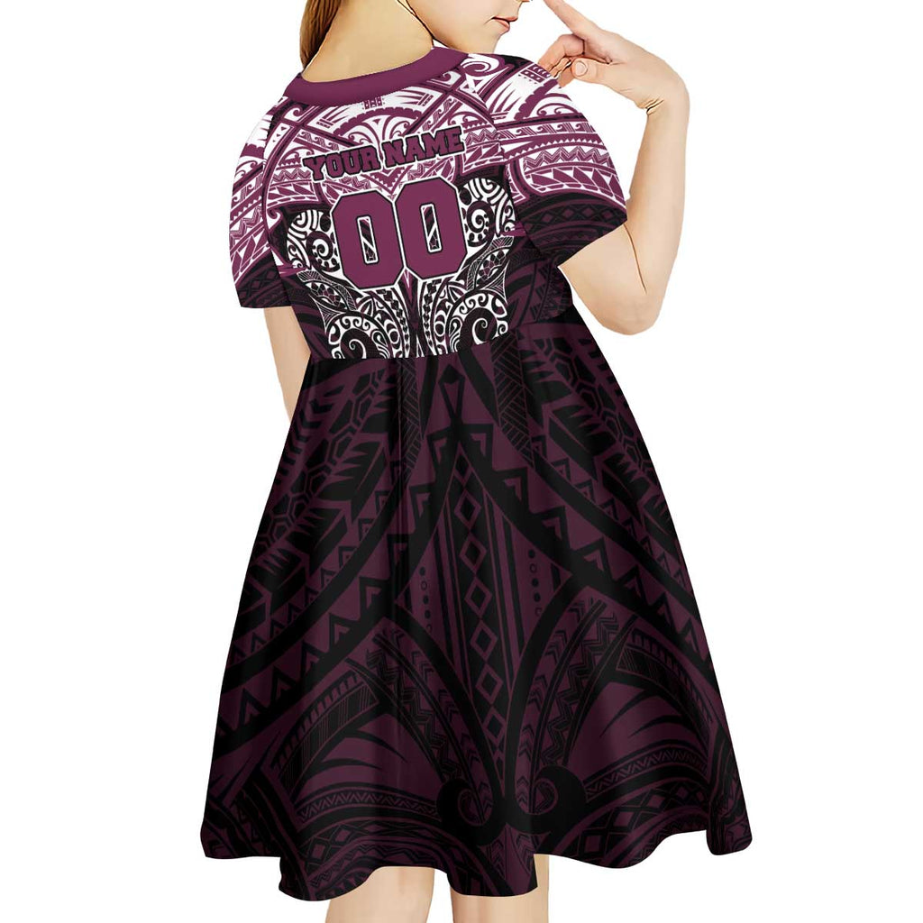 Personalized Manly Warringah Sea Eagles Kid Short Sleeve Dress Polynesian Tribal Pattern Style