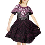 Personalized Manly Warringah Sea Eagles Kid Short Sleeve Dress Polynesian Tribal Pattern Style