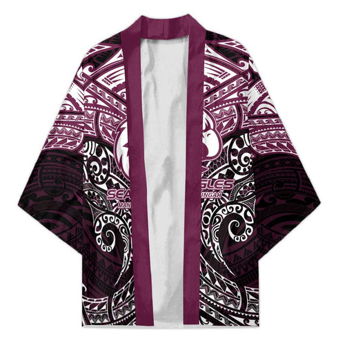 Personalized Manly Warringah Sea Eagles Kimono Polynesian Tribal Pattern Style