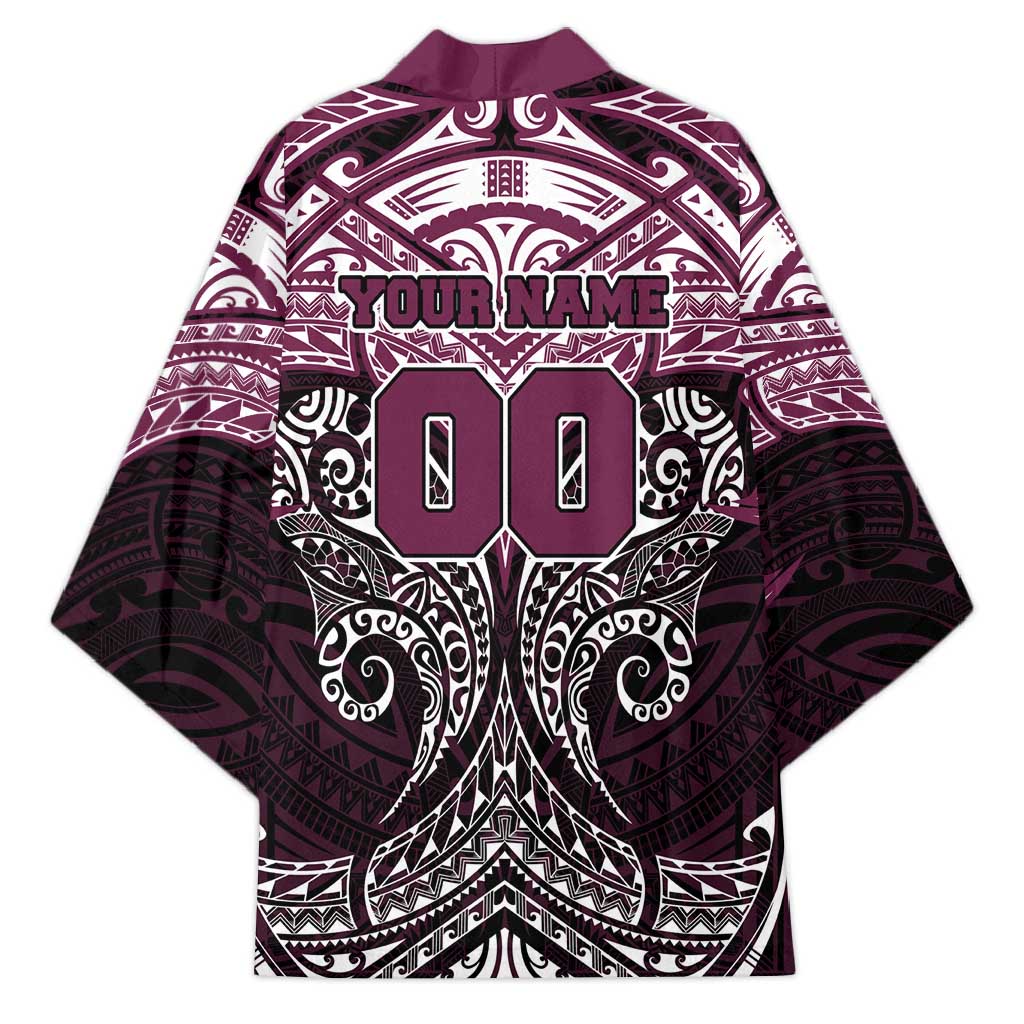 Personalized Manly Warringah Sea Eagles Kimono Polynesian Tribal Pattern Style