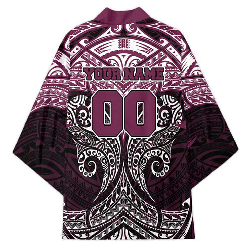 Personalized Manly Warringah Sea Eagles Kimono Polynesian Tribal Pattern Style