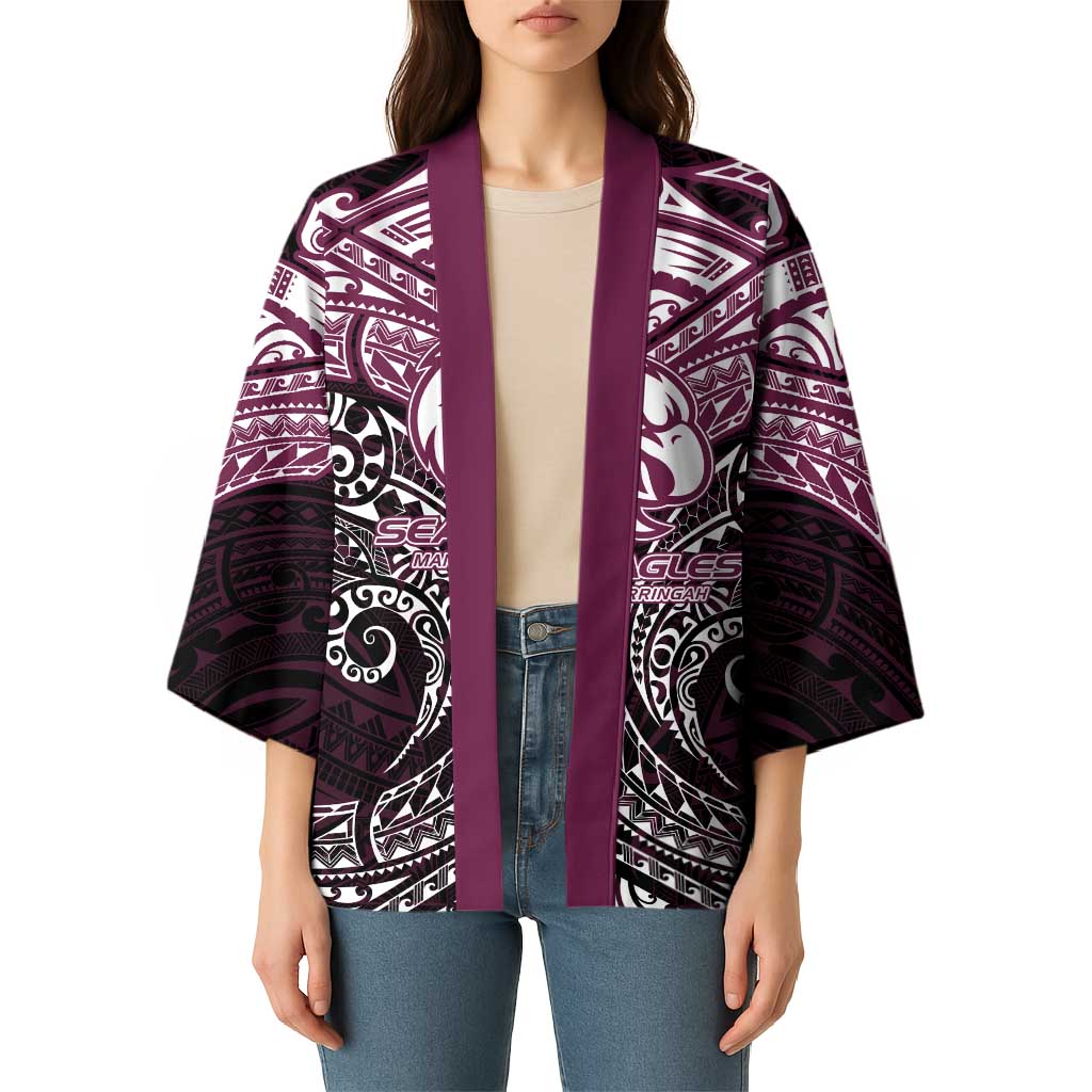 Personalized Manly Warringah Sea Eagles Kimono Polynesian Tribal Pattern Style