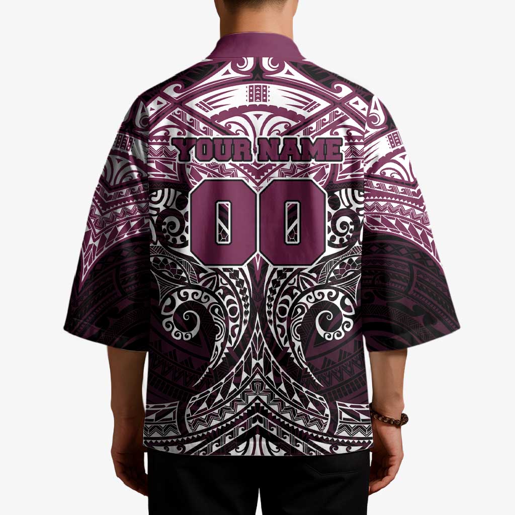 Personalized Manly Warringah Sea Eagles Kimono Polynesian Tribal Pattern Style