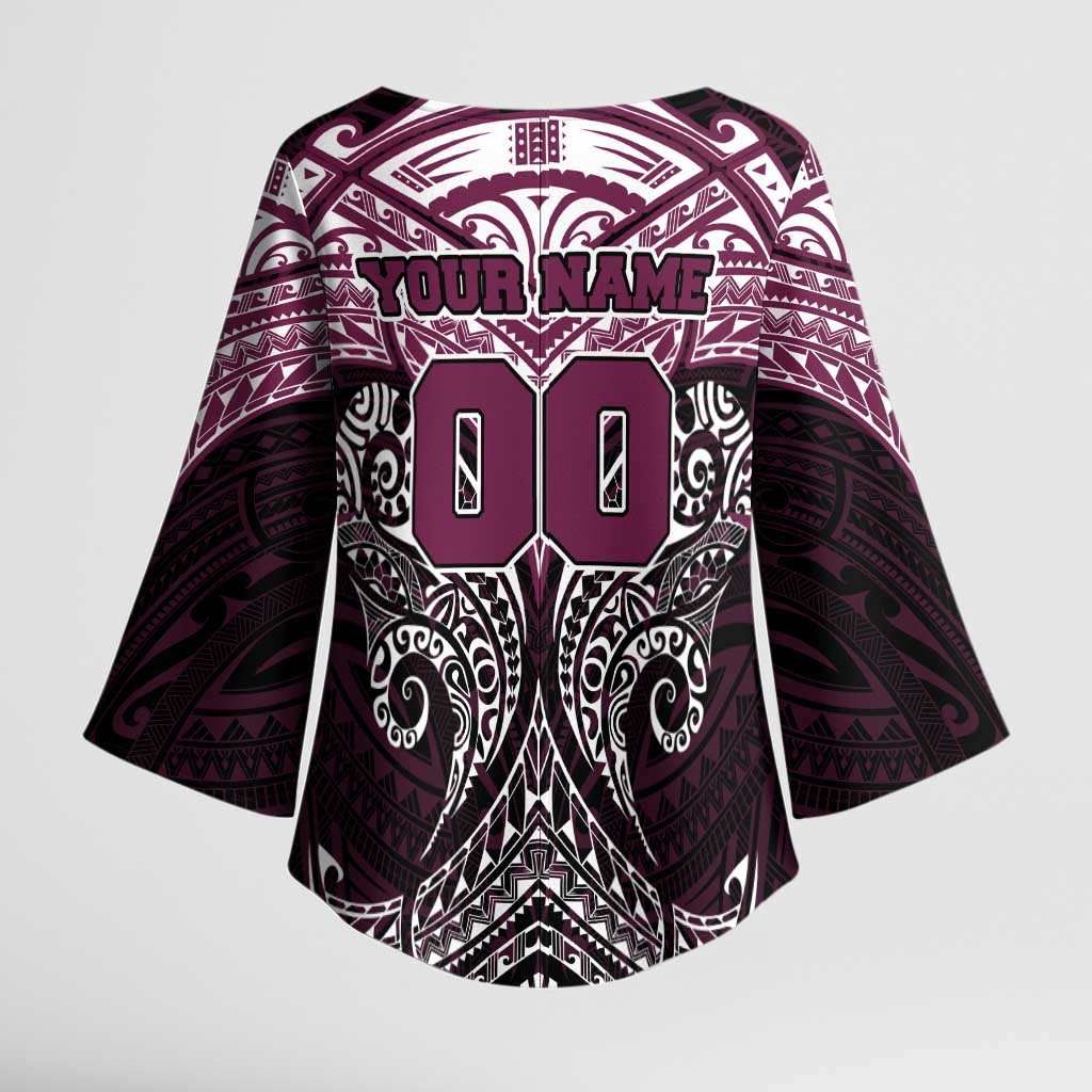 Personalized Manly Warringah Sea Eagles Kimono Sleeve Blouse Polynesian Tribal Pattern Style