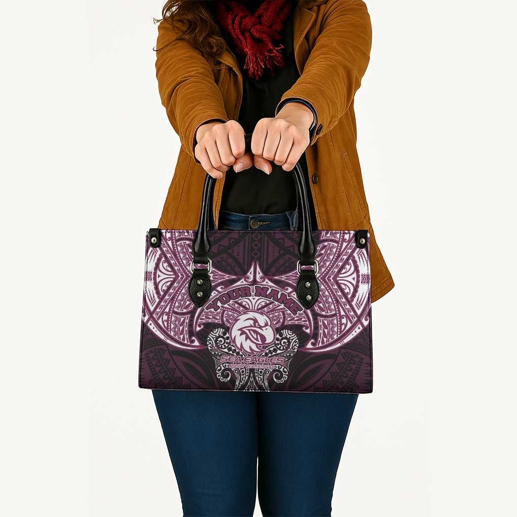 Personalized Manly Warringah Sea Eagles Leather Bag Polynesian Tribal Pattern Style