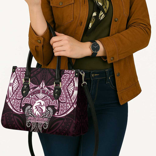 Personalized Manly Warringah Sea Eagles Leather Bag Polynesian Tribal Pattern Style