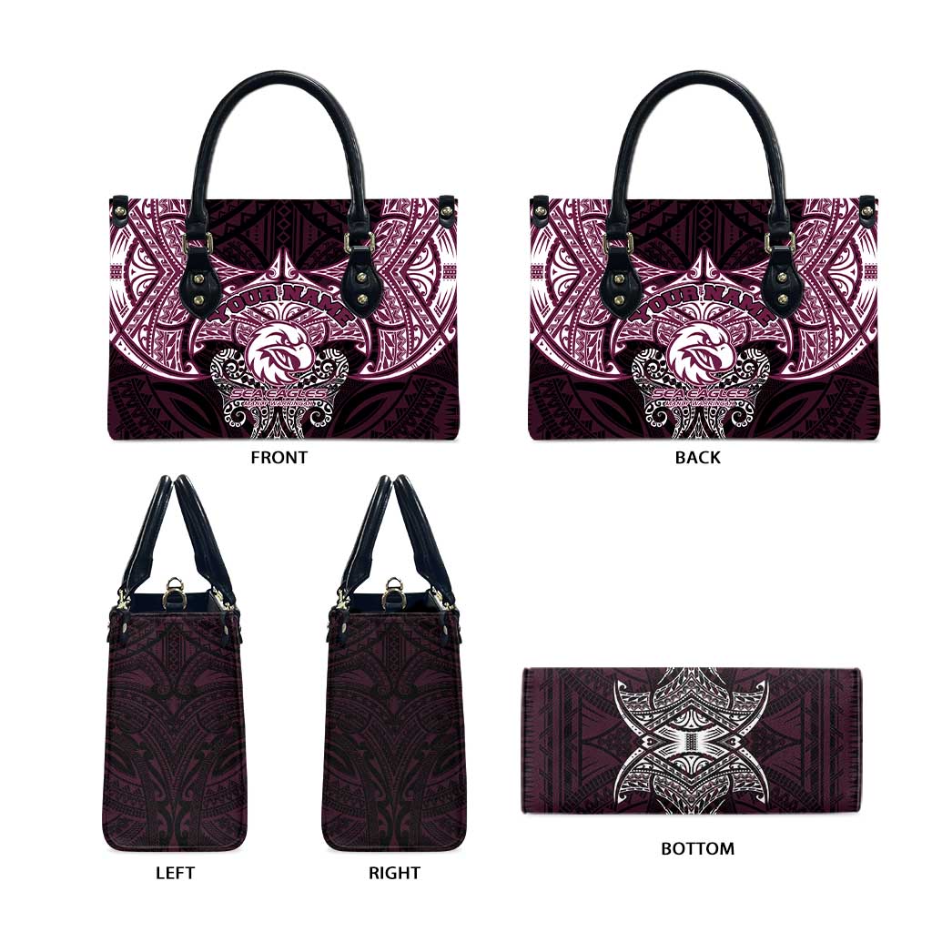 Personalized Manly Warringah Sea Eagles Leather Bag Polynesian Tribal Pattern Style