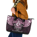 Personalized Manly Warringah Sea Eagles Leather Tote Bag Polynesian Tribal Pattern Style