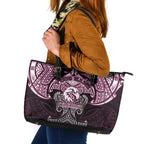 Personalized Manly Warringah Sea Eagles Leather Tote Bag Polynesian Tribal Pattern Style