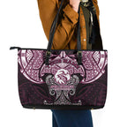 Personalized Manly Warringah Sea Eagles Leather Tote Bag Polynesian Tribal Pattern Style
