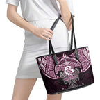 Personalized Manly Warringah Sea Eagles Leather Tote Bag Polynesian Tribal Pattern Style