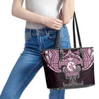 Personalized Manly Warringah Sea Eagles Leather Tote Bag Polynesian Tribal Pattern Style