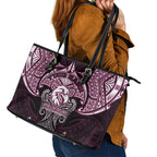 Personalized Manly Warringah Sea Eagles Leather Tote Bag Polynesian Tribal Pattern Style