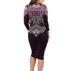 Personalized Manly Warringah Sea Eagles Long Sleeve Bodycon Dress Polynesian Tribal Pattern Style