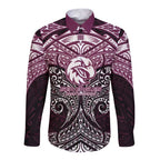 Personalized Manly Warringah Sea Eagles Long Sleeve Button Shirt Polynesian Tribal Pattern Style