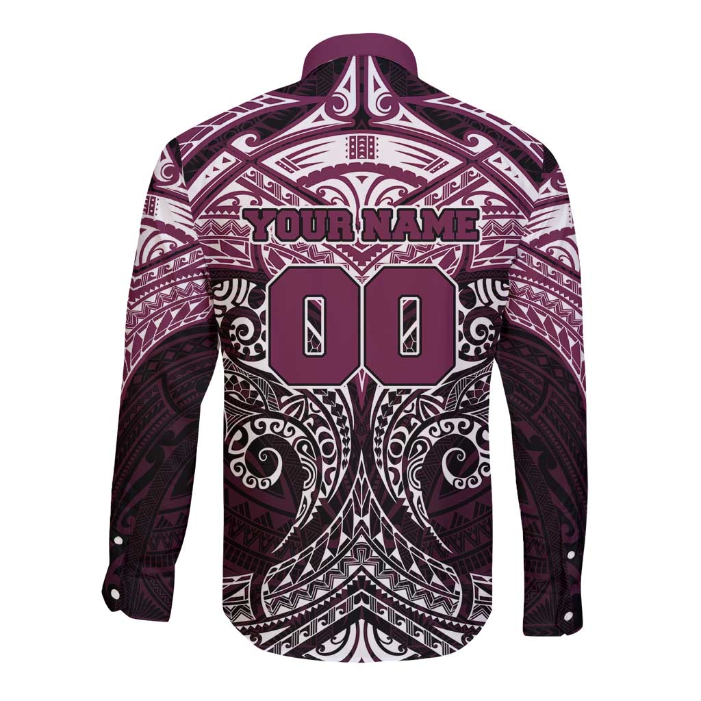 Personalized Manly Warringah Sea Eagles Long Sleeve Button Shirt Polynesian Tribal Pattern Style
