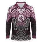 Personalized Manly Warringah Sea Eagles Long Sleeve Polo Shirt Polynesian Tribal Pattern Style