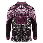 Personalized Manly Warringah Sea Eagles Long Sleeve Polo Shirt Polynesian Tribal Pattern Style