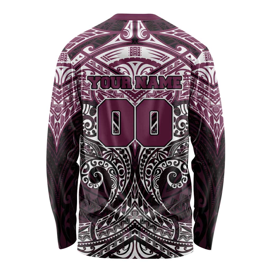 Personalized Manly Warringah Sea Eagles Long Sleeve Shirt Polynesian Tribal Pattern Style