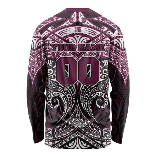 Personalized Manly Warringah Sea Eagles Long Sleeve Shirt Polynesian Tribal Pattern Style