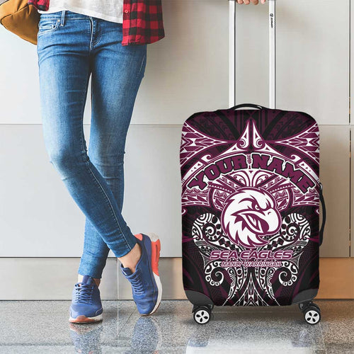 Personalized Manly Warringah Sea Eagles Luggage Cover Polynesian Tribal Pattern Style
