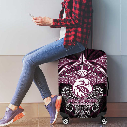 Personalized Manly Warringah Sea Eagles Luggage Cover Polynesian Tribal Pattern Style
